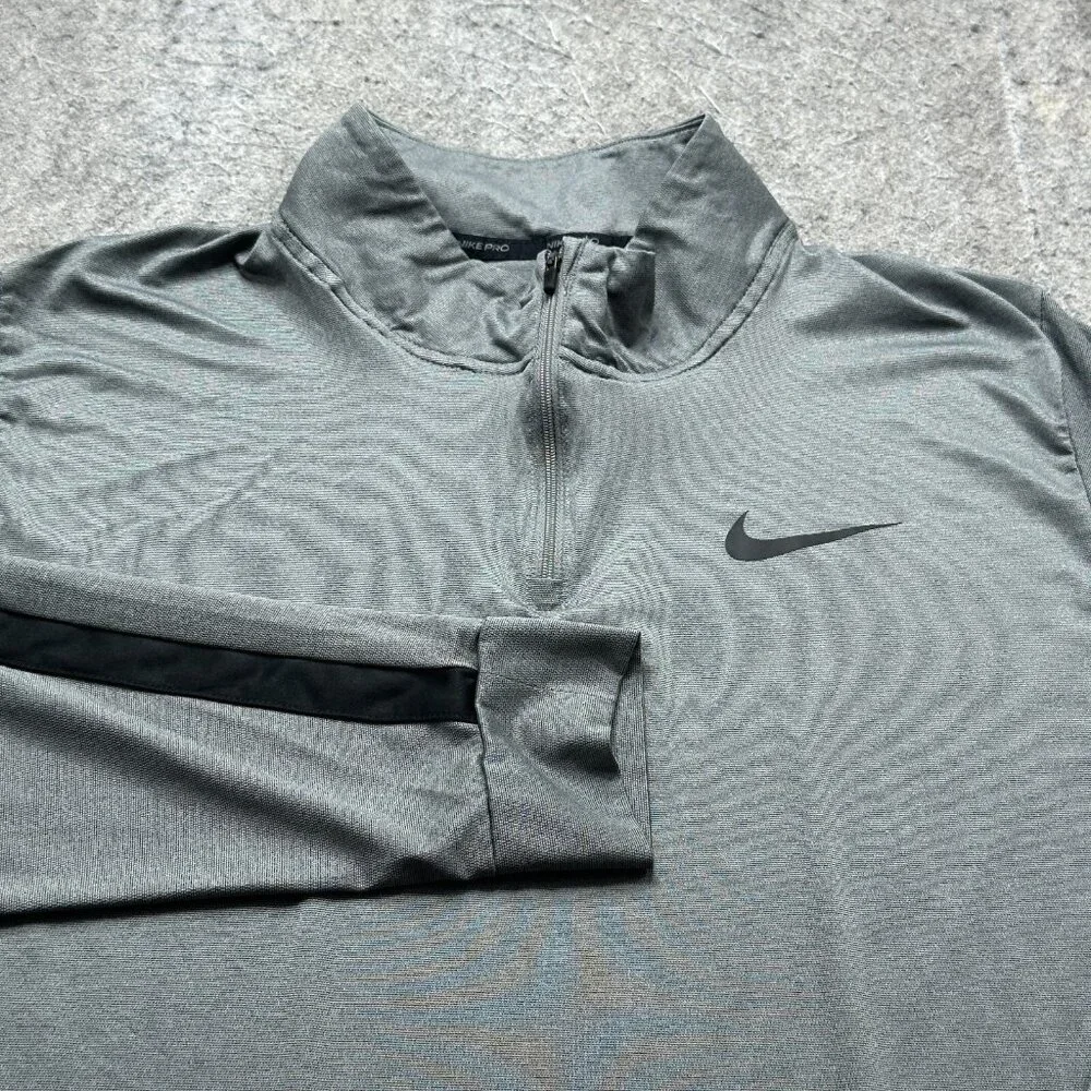 Nike Pro 1/4-Zip Hyper Dry Training Pullover Men XL Gray Black Colorblock DM5503
